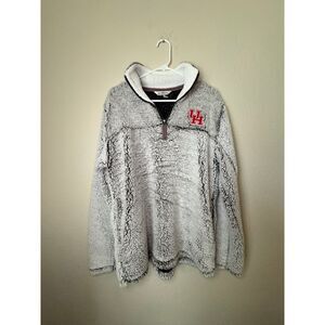 University of Houston Sherpa Fleece Quarter Zip Pullover Cozy Plush Jacket Gray